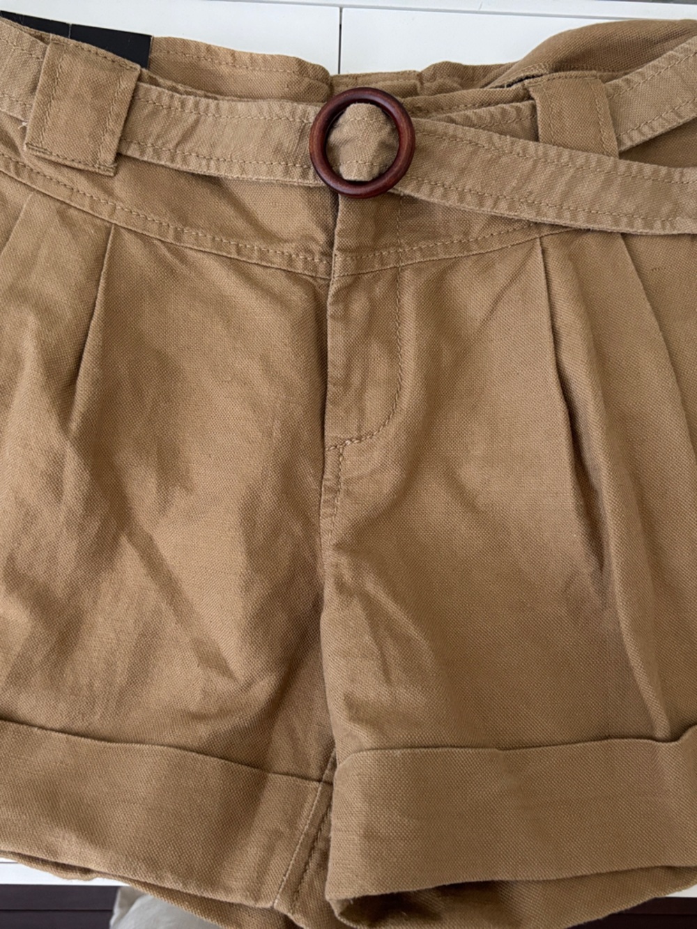 Banana Republic Tan Paperbag Waist Shorts with Belt